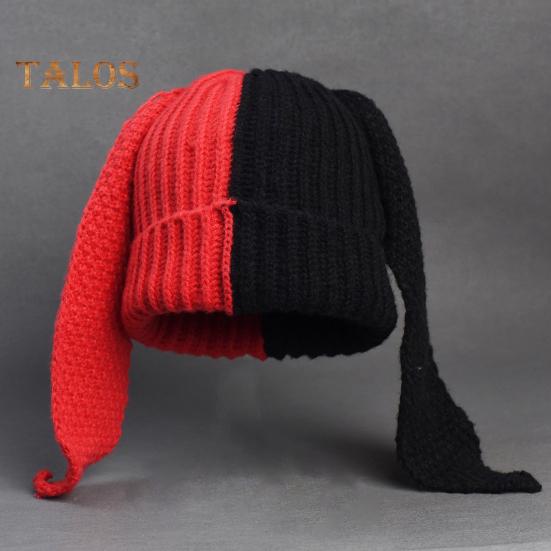 Зимняя вязаная шапка с длинным декором в виде заячьих ушей, контрастного цвета, унисекс, толстая, теплая, высокоэластичная, ветрозащитная, для холодной погоды, для катания на лыжах и т. д.