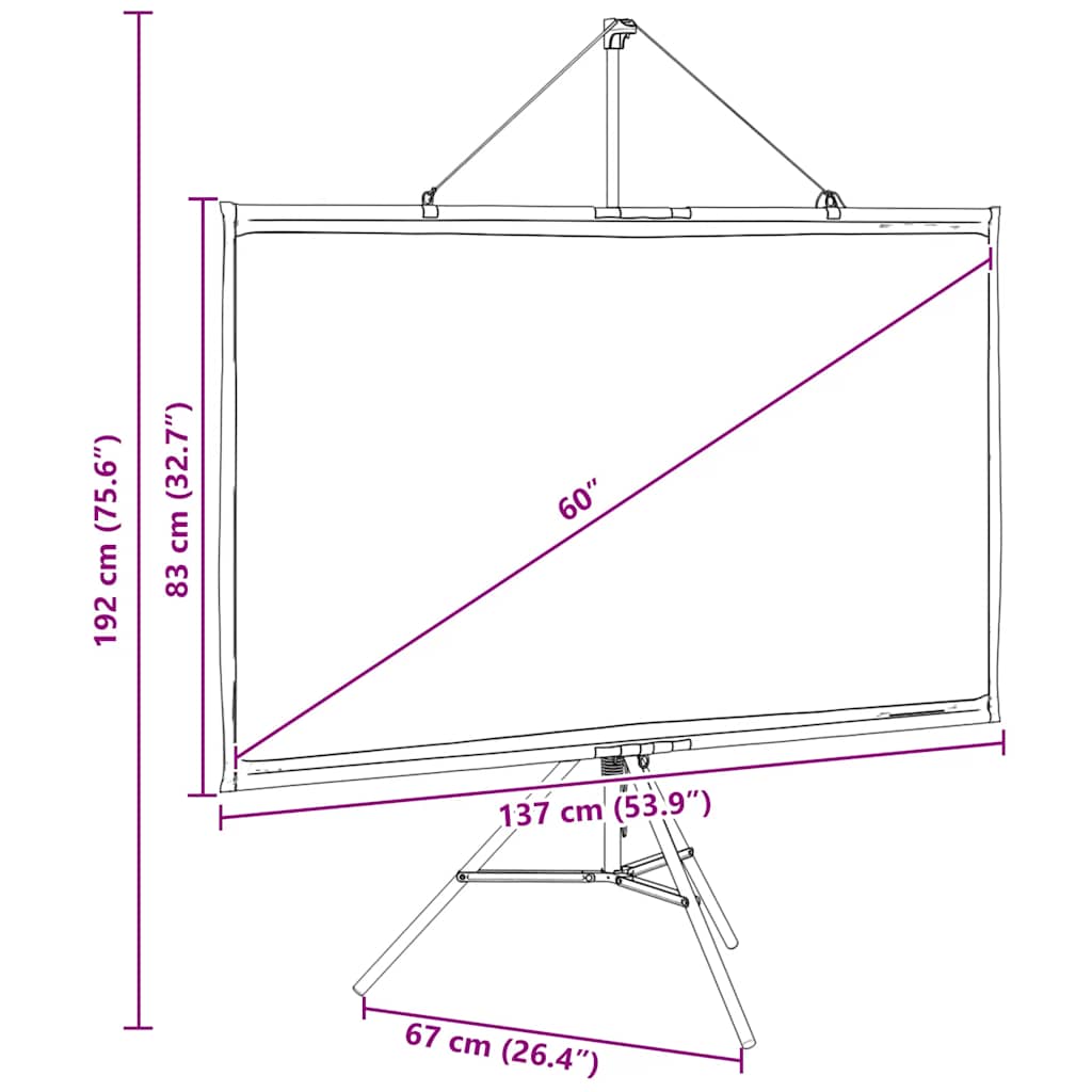 Projection Screen with Tripod 60 Inches 16:9 Aspect Ratio