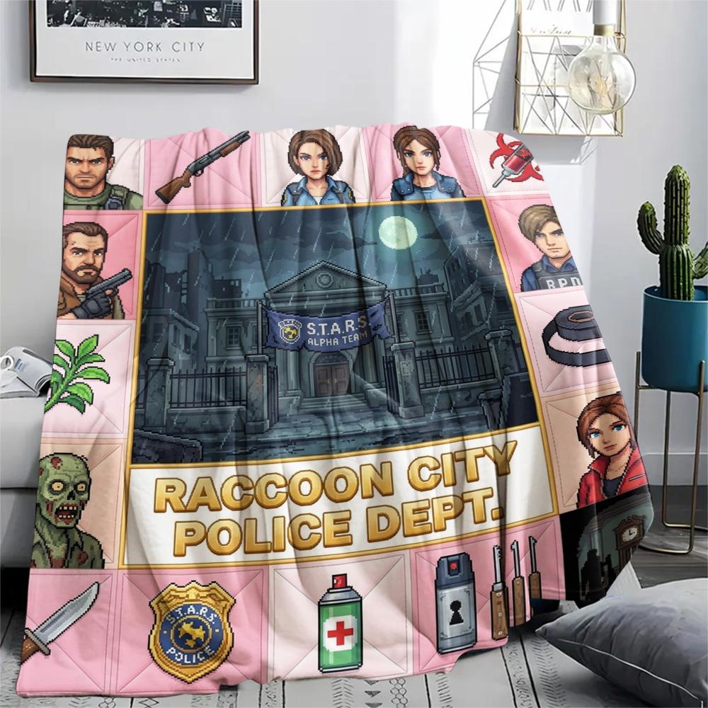 1PC Resident Evil Patterned Flannel Blanket Suitable For All Seasons For Home Decor Warmth And Comfort Gifts Holiday Present