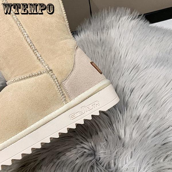 Длинные зимние ботинки большого размера на боковой молнии, женские зимние плюшевые утолщенные нескользящие теплые хлопковые туфли на высоком каблуке
