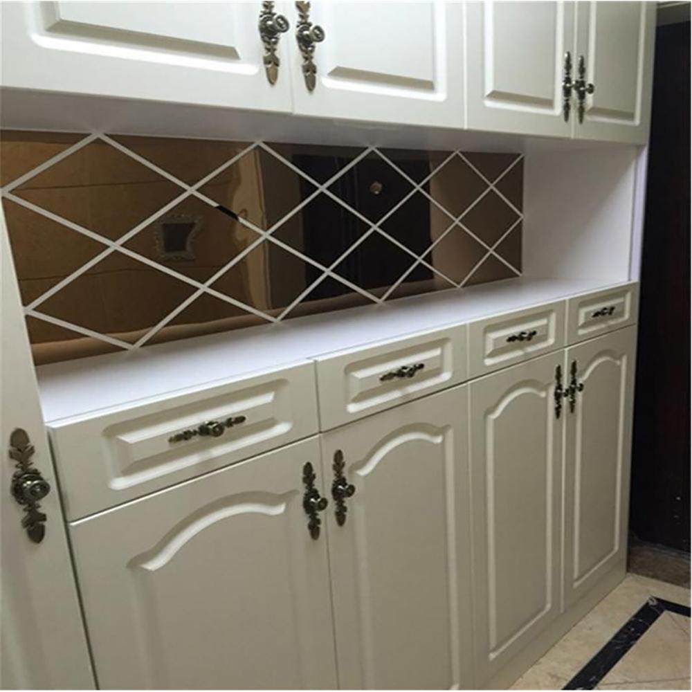 DIY 3D Зеркало Настенные Наклейки Ромбы Треугольники Акриловые Художественные Настенные Зеркальные Наклейки Украшения для Кухни Гостиной Домашний Декор