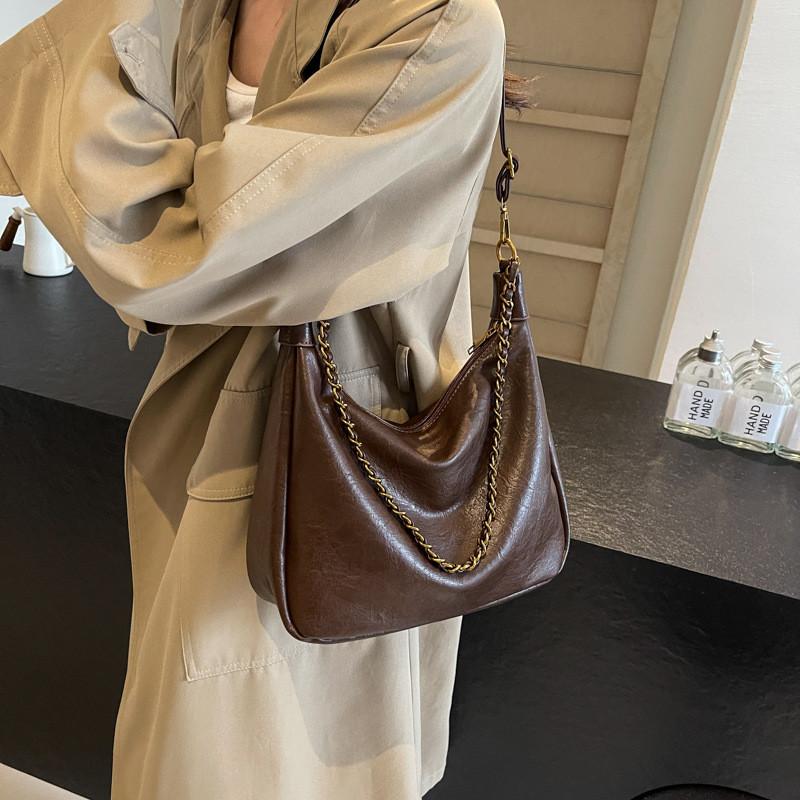 Ielgy Texture Retro Large Capacity Tote Bag Fashion Chain Shoulder Fashion Commuter Messenger Bag