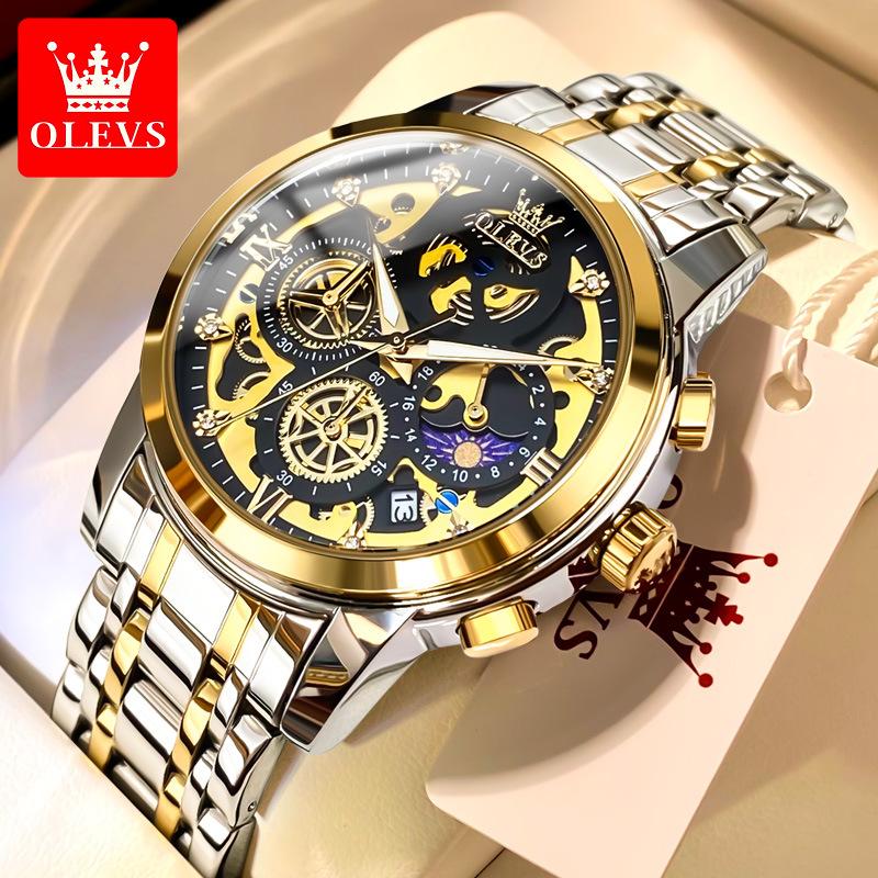 OLEVS Brand Watch Hollow Dial Single Calendar Quartz Watch Men Watch Men Watch