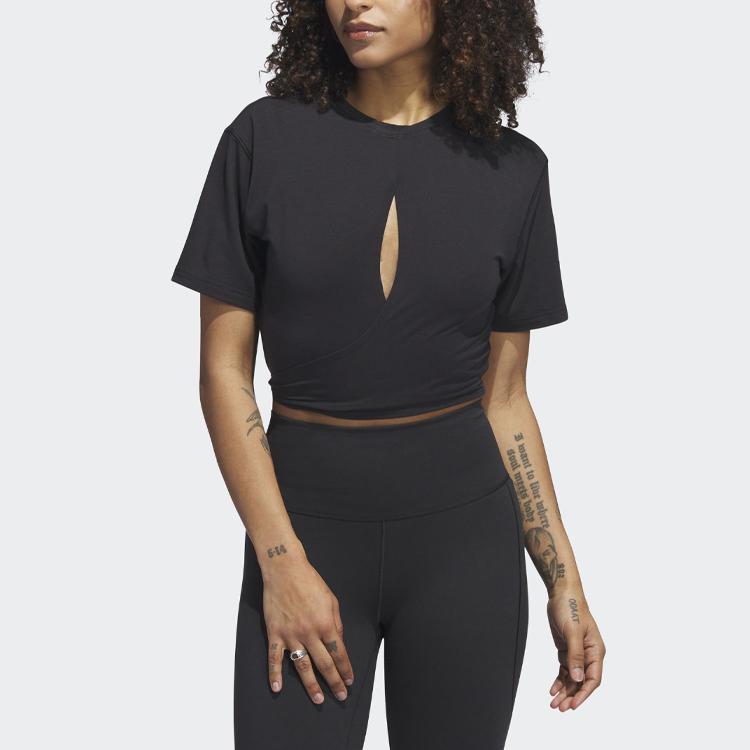 Adidas Yoga T Shirts Women's Black Crew Neck Moderate HS8115