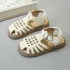 Сандалии для девочек, однотонные, летние, детские, сандалии на плоской подошве, модные, с вырезами, повседневные, детские, для мальчиков, прогулочные сандалии, закрытые пальцы ног