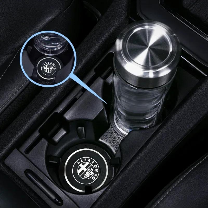 WFMJR1 1/2Pcs Car Coasters Water Cup Holder Pads Cup Slot Non-Slip Mat Accessories For Alfa Romeo Sportiva 156 Stelvio Giulia Giulietta