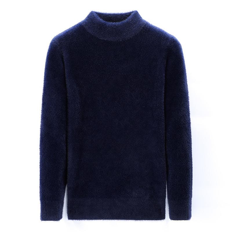 Unisex Thickened Mink Velvet Sweater with Semi-High Neck - Winter Warm Cashmere Base Shirt