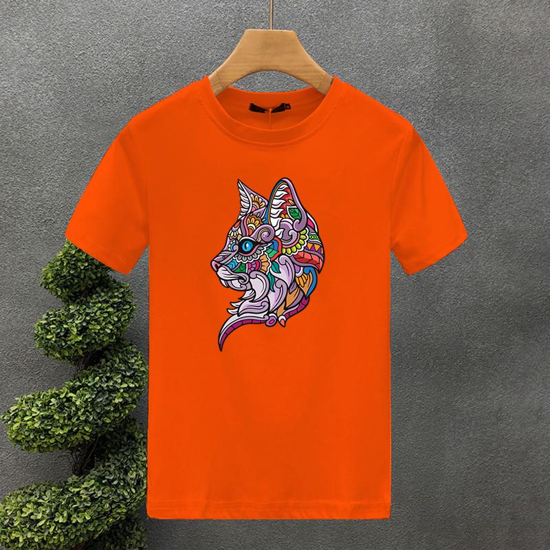 Luxury Brand Cat Head 100% Cotton High Quality Print Couple Tees Summer Harajuku For Men/Women Short Sleeve T-shirt Asian Size