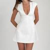 New Women's Fashion U-neck Sleeveless Low-cut Slim A-word Short Dress Dress