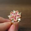 Elegant Fashion Princess Engagement Rings for Bride Jewelry Romantic Blossom Pink Stone Lady Rings