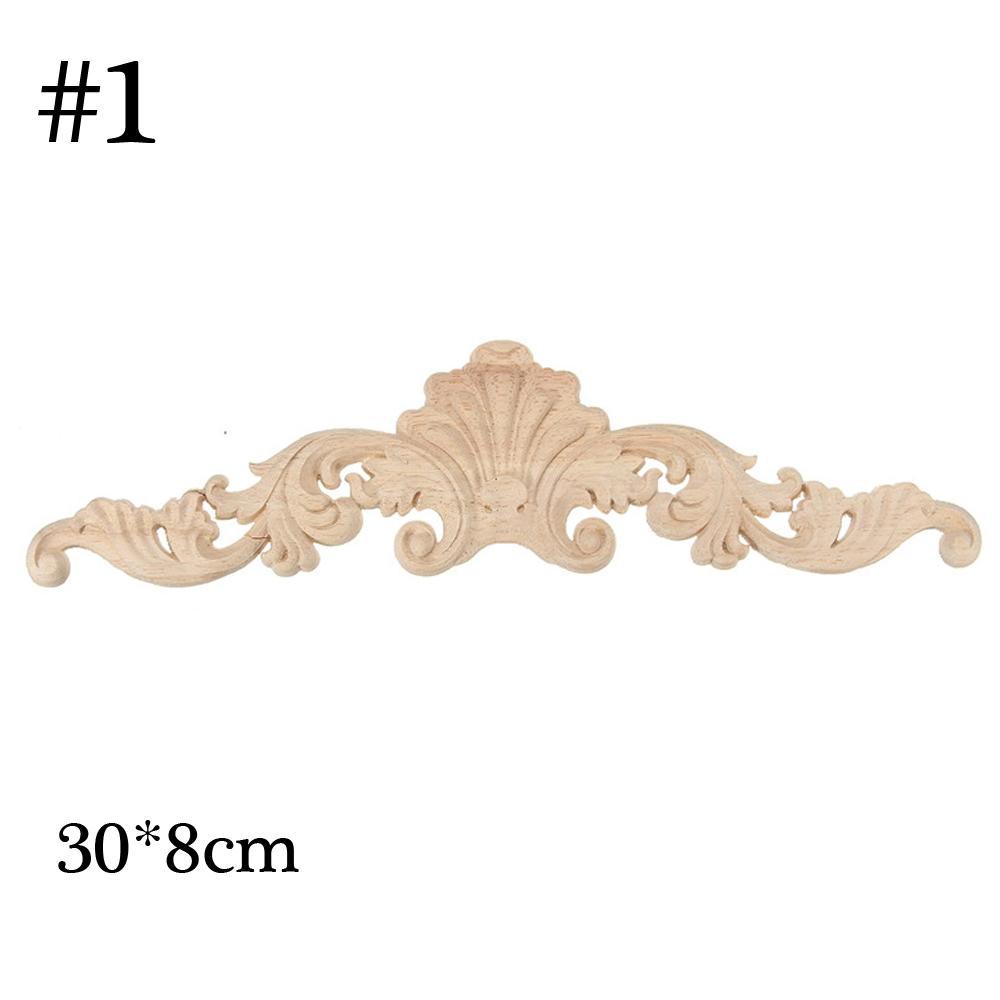Decorative Corner Floral Wood Carved Decal Wooden Figurines Wall Doors Decoration Appliques Frame