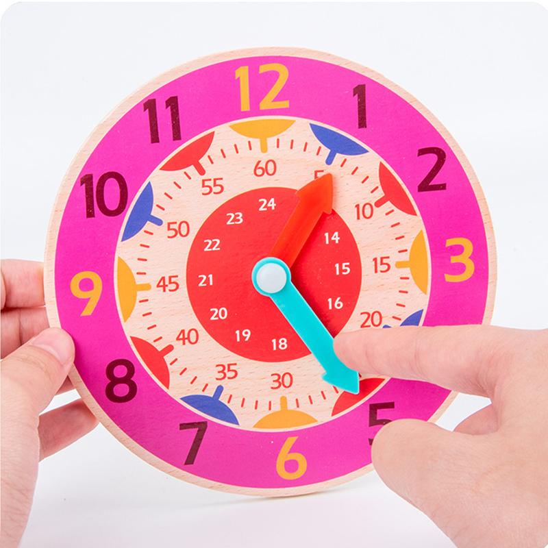 Kids Montessori Wooden Clock Toys Time Learning Teaching Aids Educational Toys For Children Primary School Clever Board Toy