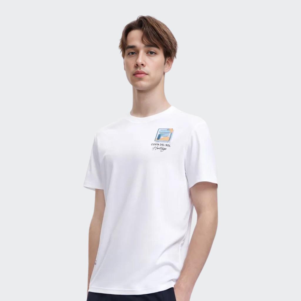 Fila Logo Letter Print Casual Crew Neck American Vintage T-Shirt Men T-Shirts White F11M328104FWT