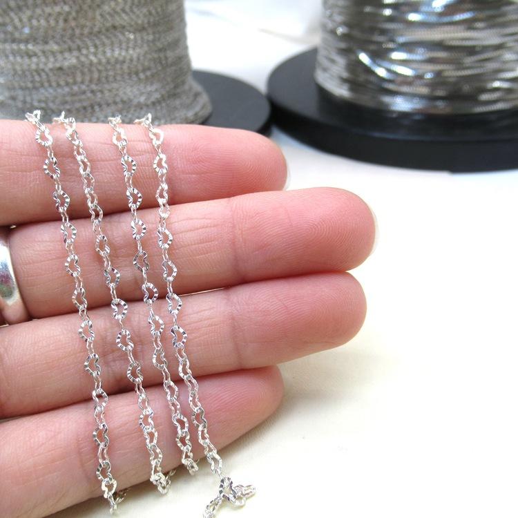 New 925 Sterling Silver Dapped Heart Chain for Permanent Jewelry Making Vintage Chains