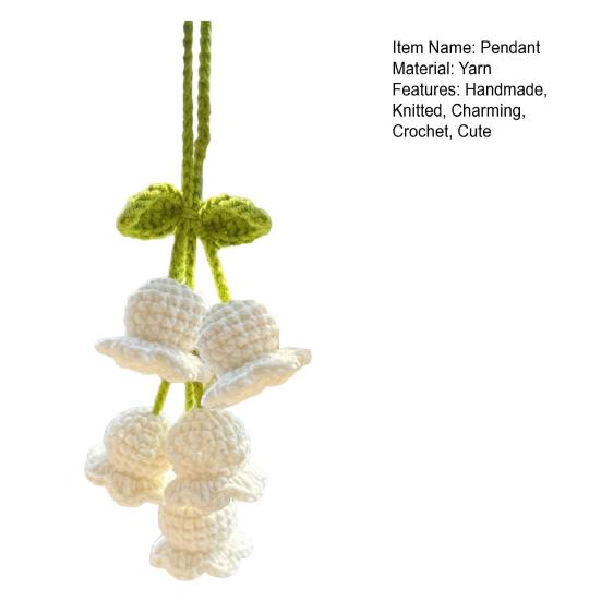 Подвесной автомобильный кулон ручной работы, вязаные лилии, очаровательные вязаные крючком украшения для салона автомобиля