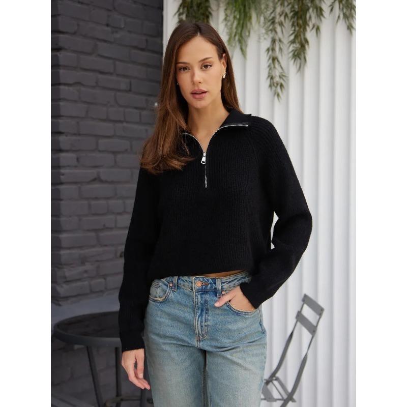 Элегантная женская полувысокая горловина ленивый ветер свитер куртка женская ранняя осень весна осень дизайн чувство вязаные топы снаружи удобные и универсальные