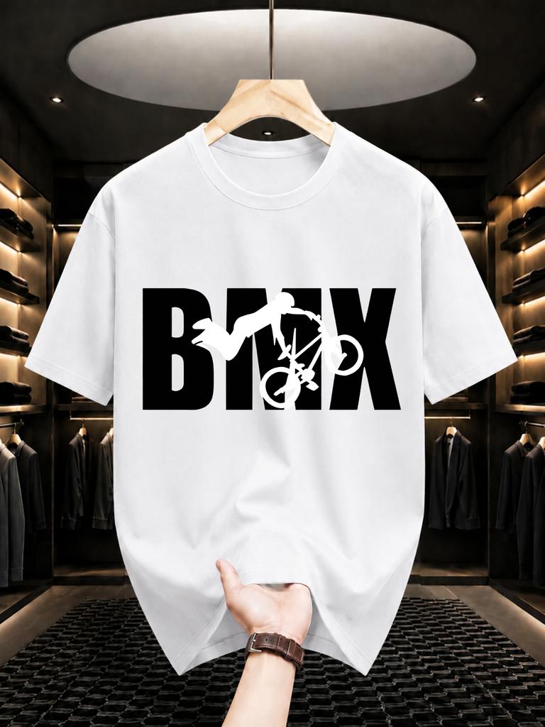 2026 New Pure Cotton Tshirt Bmx Bmx Rider Stunt Print Crew Neck Short Sleeve Casual Top
