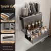 wooden countertop knife & utensil rack with drain, кремовый стиль