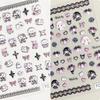 3D темные пиратские наклейки для ногтей Kuromi: Милый мультяшный дизайн в черном и розовом цветах