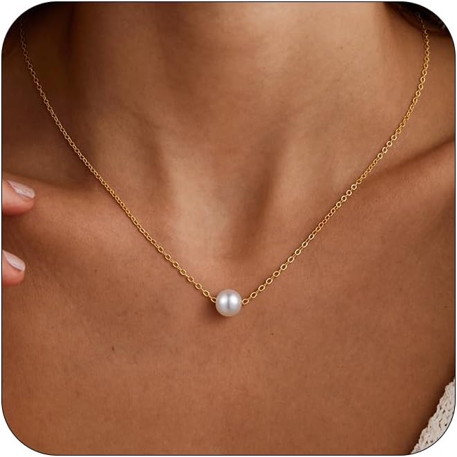 Gold Pearl Necklaces for Women - White Pearls Jewelry Gifts Wedding Bride Bridesmaid Jewelry