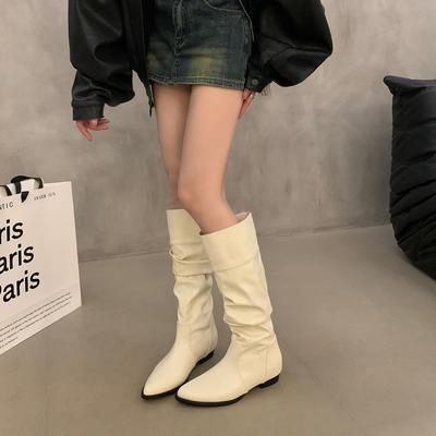 Остроносые ботинки на скрытой платформе женские 2025 весна и осень новые маленькие ковбойские ботинки в западном стиле рыцарские ботинки ботфорты