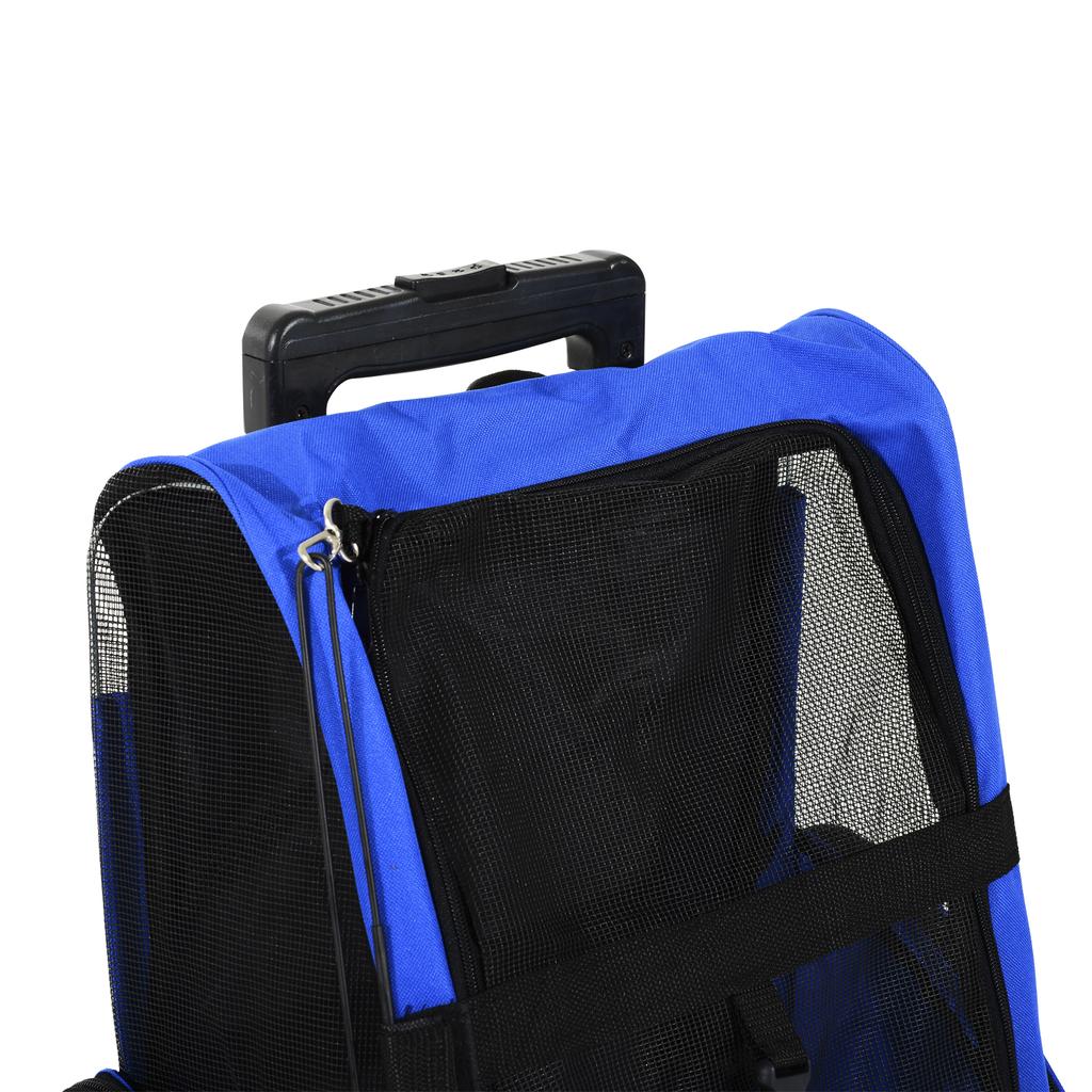 Pet Carrier, 2-in-1 Backpack Trolley, 2 Wheels, Aluminum Handle, 42 x 25 x 55 cm, Blue