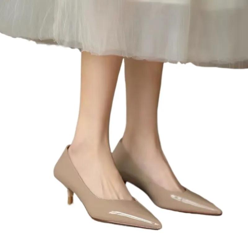 Брендовые туфли женские туфли на высоком каблуке без застежек женские модные офисные и карьерные туфли-лодочки женские с острым носком тонкие каблуки однотонные туфли женские