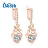 LSOOYH серьги-клипсы цвета розового золота, модные серьги для женщин с кубическим цирконием, полые обручи, длинные серьги-капли, ювелирные изделия
