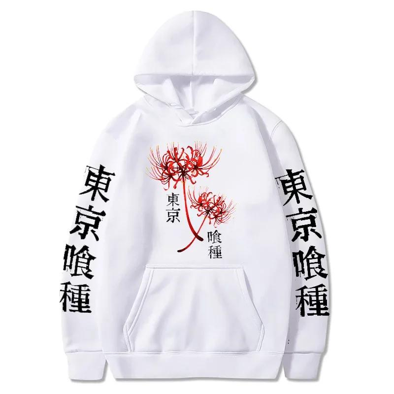 Autumn New Anime Ghoul Spider Lily Printed Top Men's and Women's Large Hooded Sportswear Harajuku Streetwear Neutral Hoodie