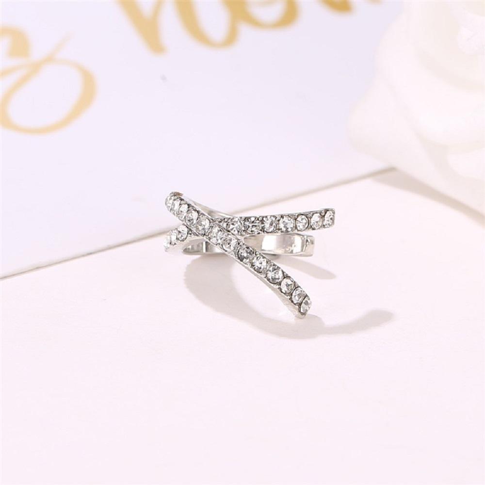 Female U-shaped Temperament Geometric Girls Ear Cuff Crystal Ear Clips Women Cross Clip Earrings