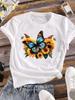 (Asian Size) Butterfly Trend 90s Women Tee Top Clothing Casual Print Lady  Flower Fashion Short Sleeve T Shirt Female Graphic T-shirts