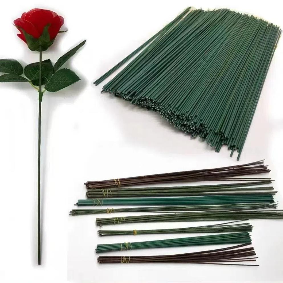 100 шт. Пластиковое покрытие Стебель искусственного цветка Металлический стержень Палочка для искусственного растения Свадебное украшение