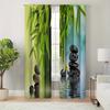Modern Style Bamboo Wall Print Curtains for Living Room Bedroom Easy To Hang Semi-Transparent Machine Washable Home Decoration