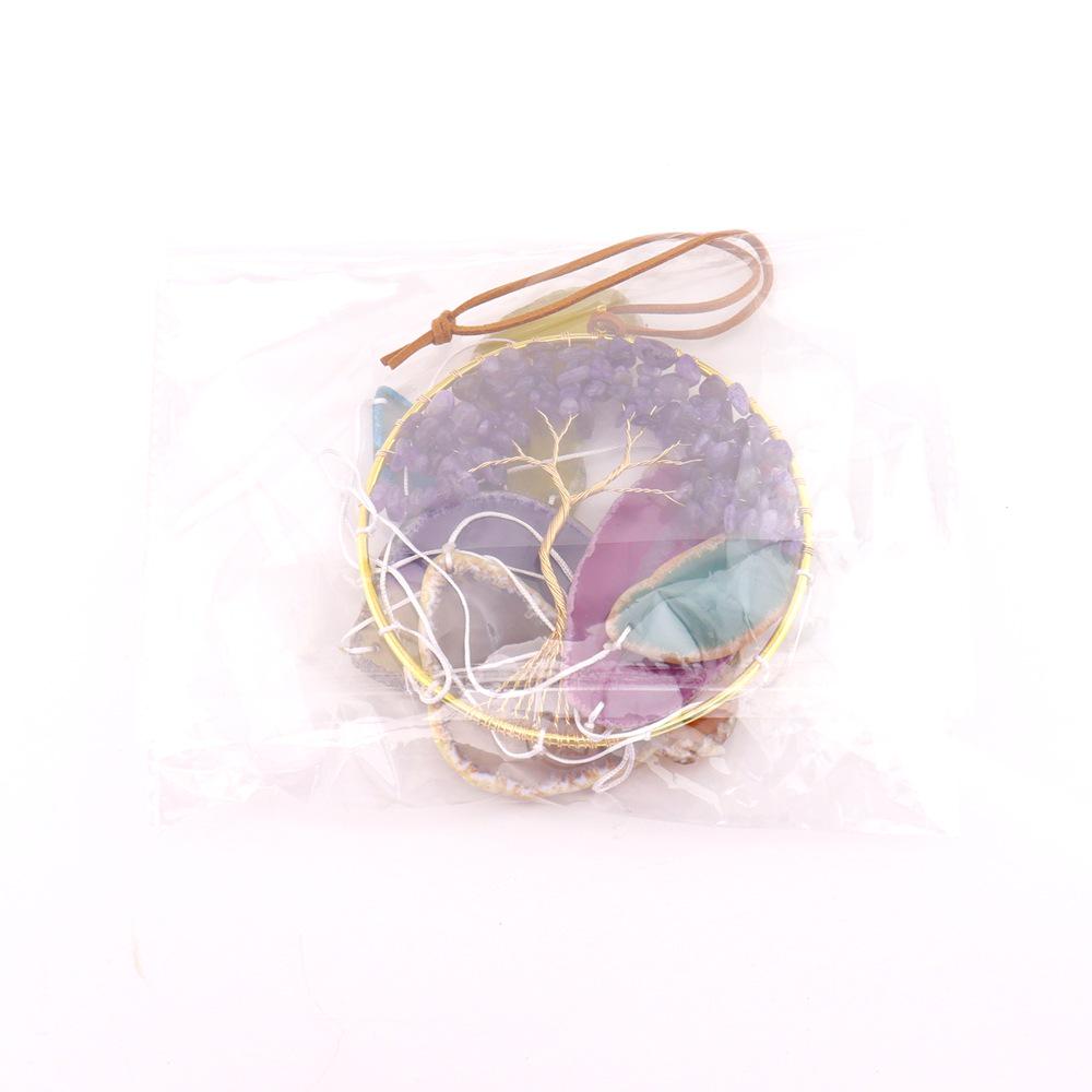 Агатовая пластина 'Древо Жизни' Кристальный Кулон - Ручная Работа T137