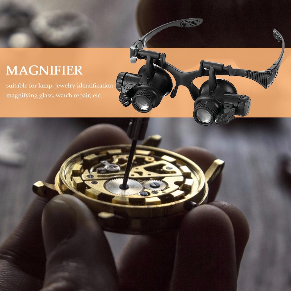 Очки с увеличительным стеклом Светодиодная лампа Налобная лупа Ювелирная лупа Очки Оптическое стекло Инструмент Ремонт Лупа для чтения