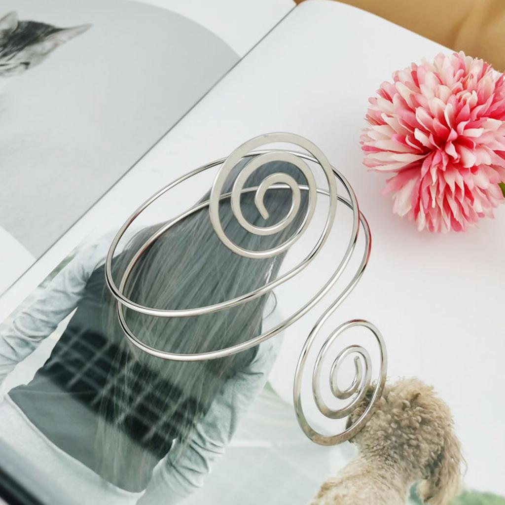 Upper Arm Bracelet Metal Coil Swirl Spiral Shape Armband Cuff Fashion Simple Arm Bangle Armlet Adjustable for Women Girl