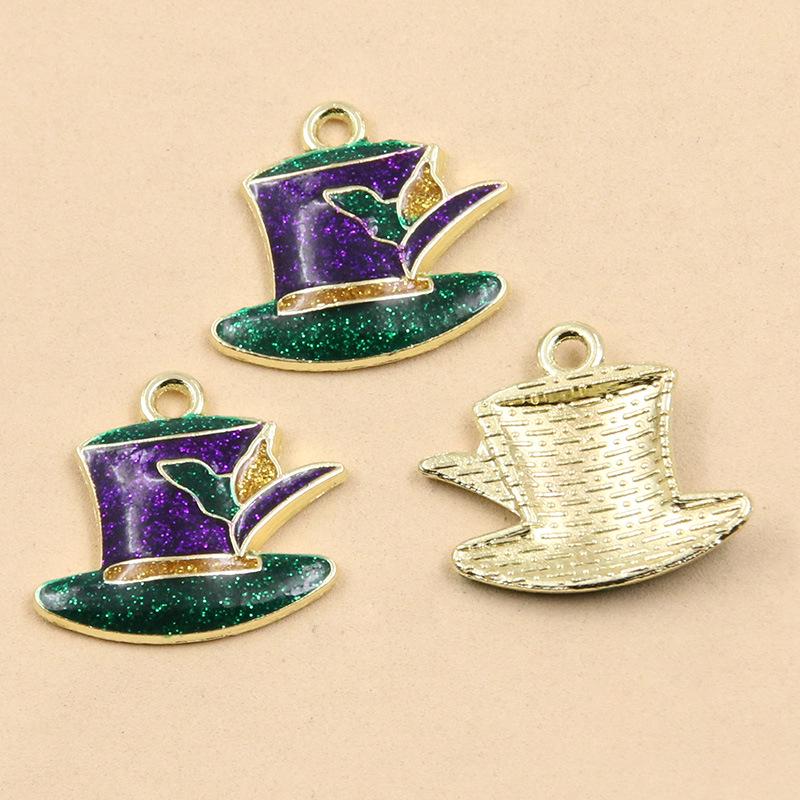 10 Styles Gold Drop Oil Pendant Charms for DIY Creative Mask & Party Jewelry Accessories