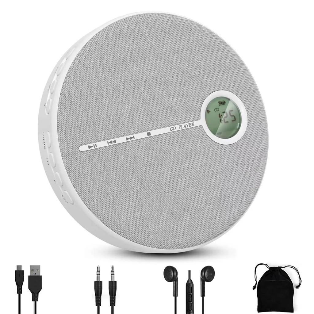 Portable Bluetooth CD Player Built-in Speaker Stereo, Personal Walkman MP3 Players Student Education Learning Repeating Machine