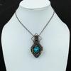 Copper Blue Turquoise Pendant Copper Wire Wrapped Pendant Natural Gemstone Pendant Copper Wire Jewelry Gift For Her Handmade Elegant Jewelry
