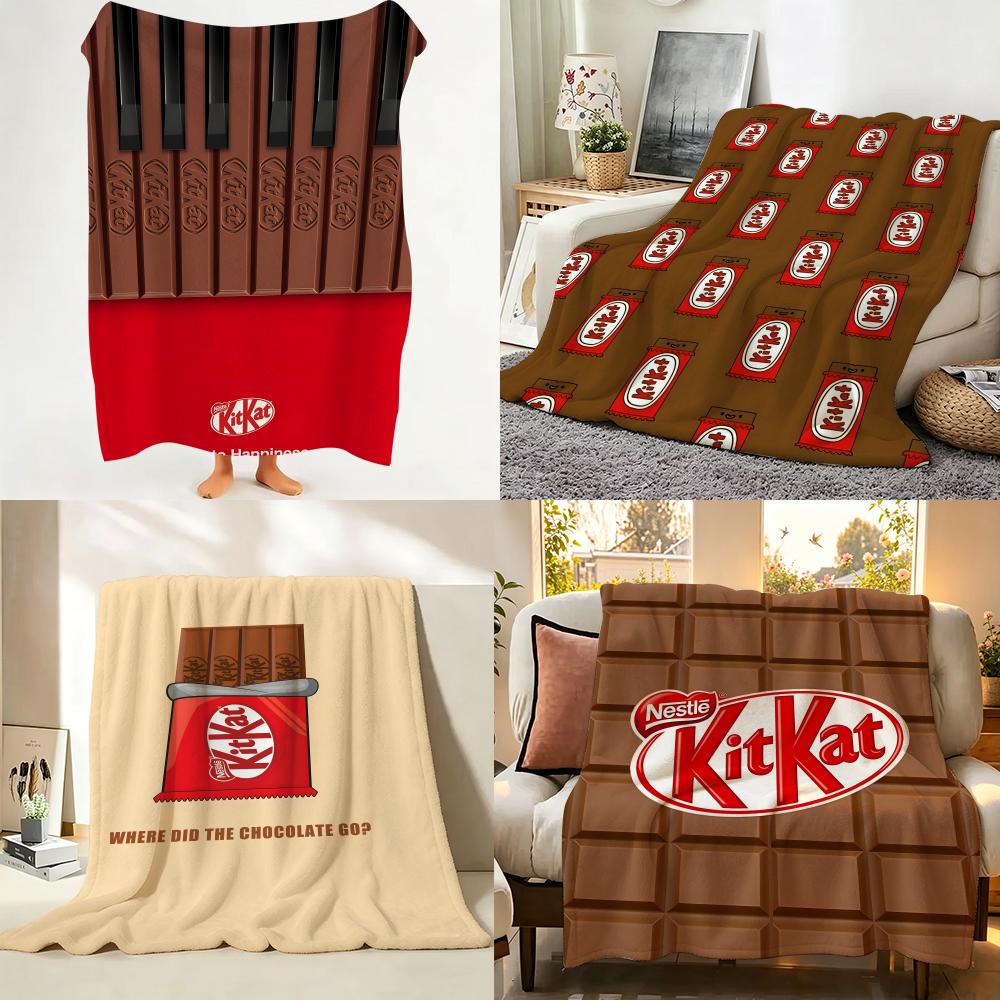 Snack K KitKat Throw Flannel Throw Blanket Suitable for Sofa Living Room Bedroom