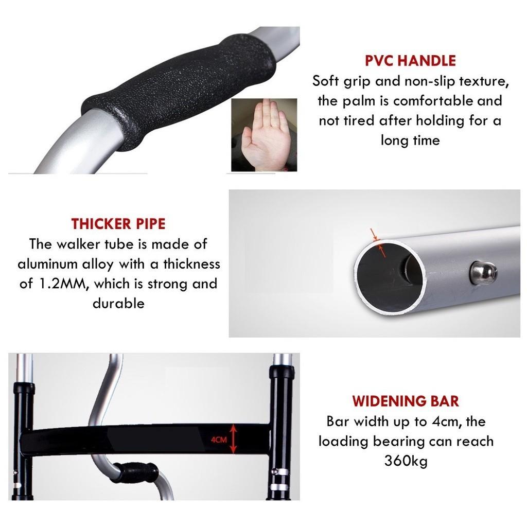 3-in-1 Aluminum Alloy Walking Frame Height Adjustable Foldable Elderly Walking Holder Toilet Support Shower Chair