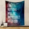 For Nothing Will Be Impossible With God Galaxy Design Patterned Tapestry for Bedroom and Living Room Home Decor Sofas