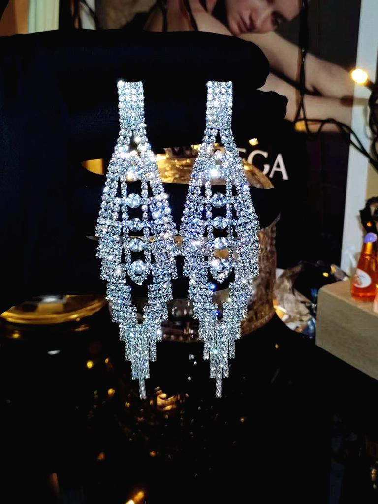 Роскошные клипсы-кисточки со стразами для женщин - Свадебные аксессуары