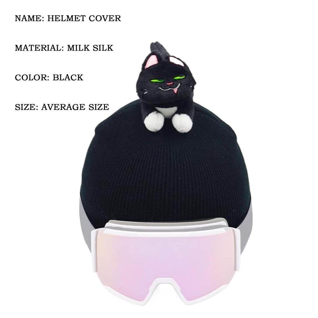 Новая милая шапка-шлем для катания на лыжах с ушками кошки, двойная доска, мужчины, женщины, одинарная доска, черная, плюшевая, накладка на шлем, защита для улицы, теплая