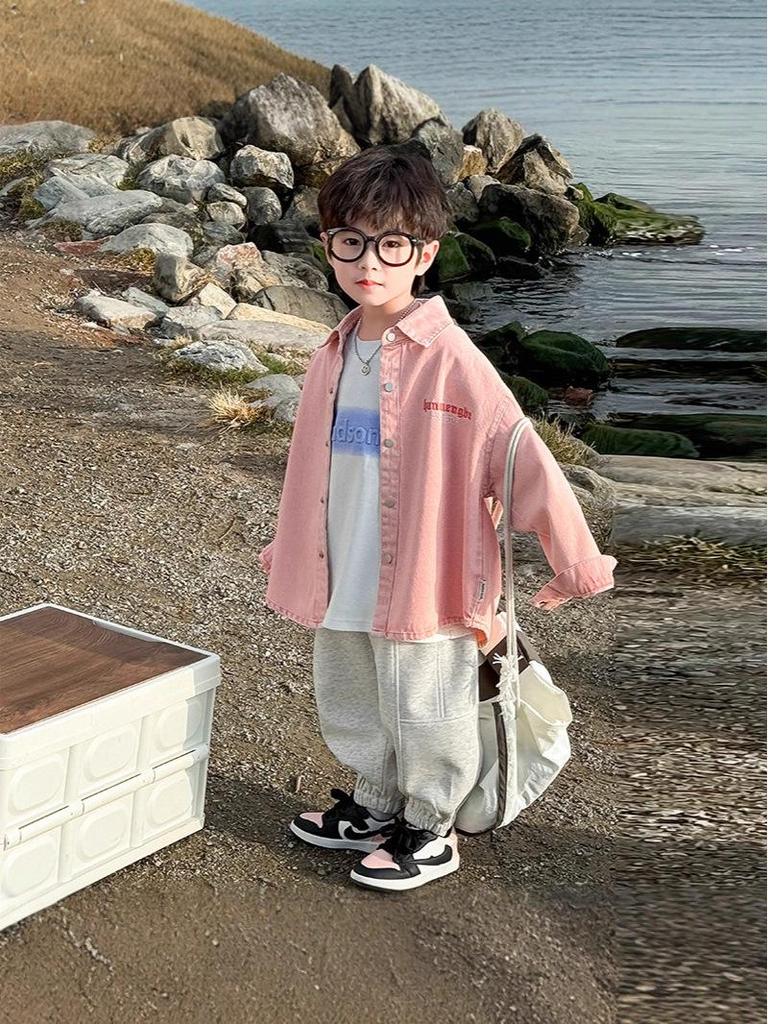 2025 Boys' Denim Jacket - Korean Style, Spring/Autumn, Casual, Thin, Fashionable Top for Kids