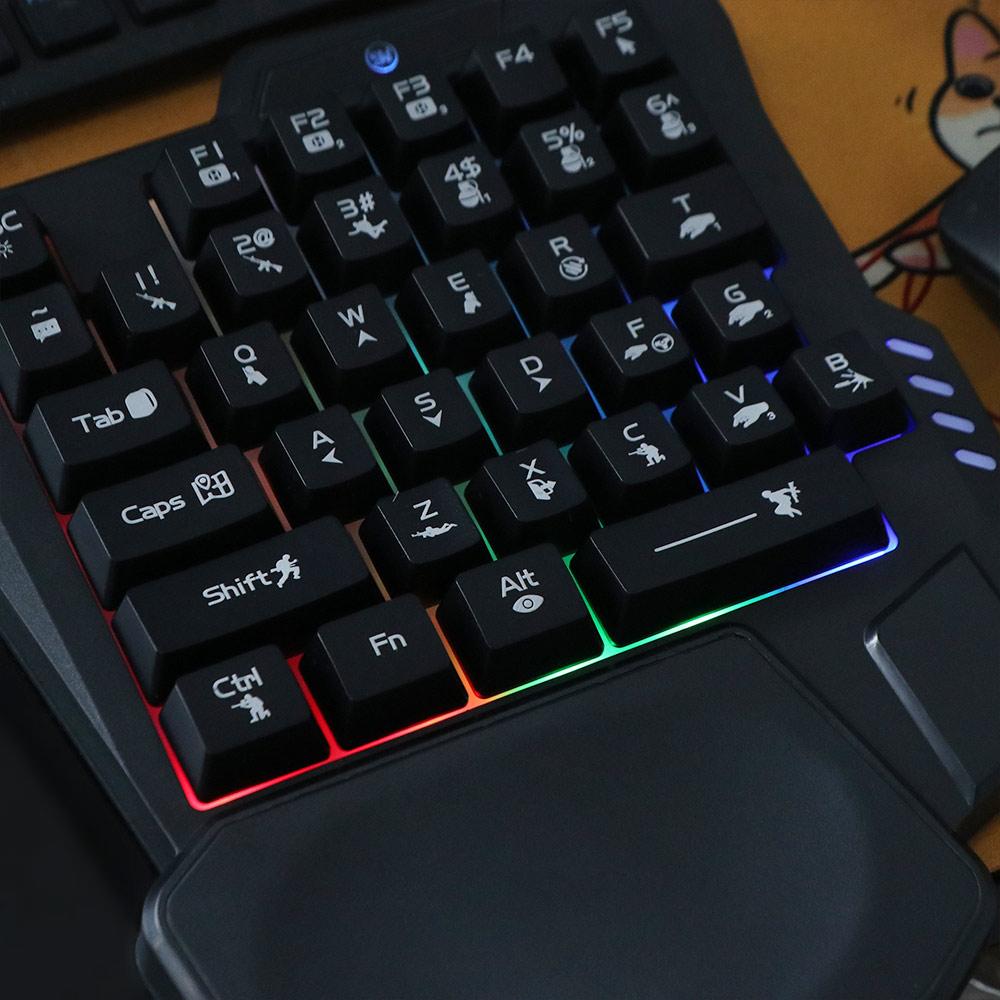 USB Одноручная клавиатура Ультратонкая Светящаяся Одноручная клавиатура 3-цветная подсветка Проводная Игровая Механическая клавиатура Смартфон