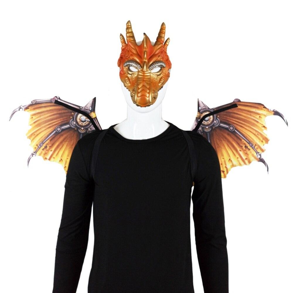 Halloween Dragon Mask Decoration Carnival Party Masquerade Steampunk Dress Up Decorations Set Adult Cosplay Face Mask
