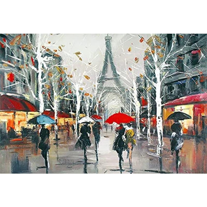 Парижские пары, гуляющие по пейзажу, холст, живопись, современный город, абстракция, Эйфелева башня, акварель, граффити, постер, настенный декор для дома