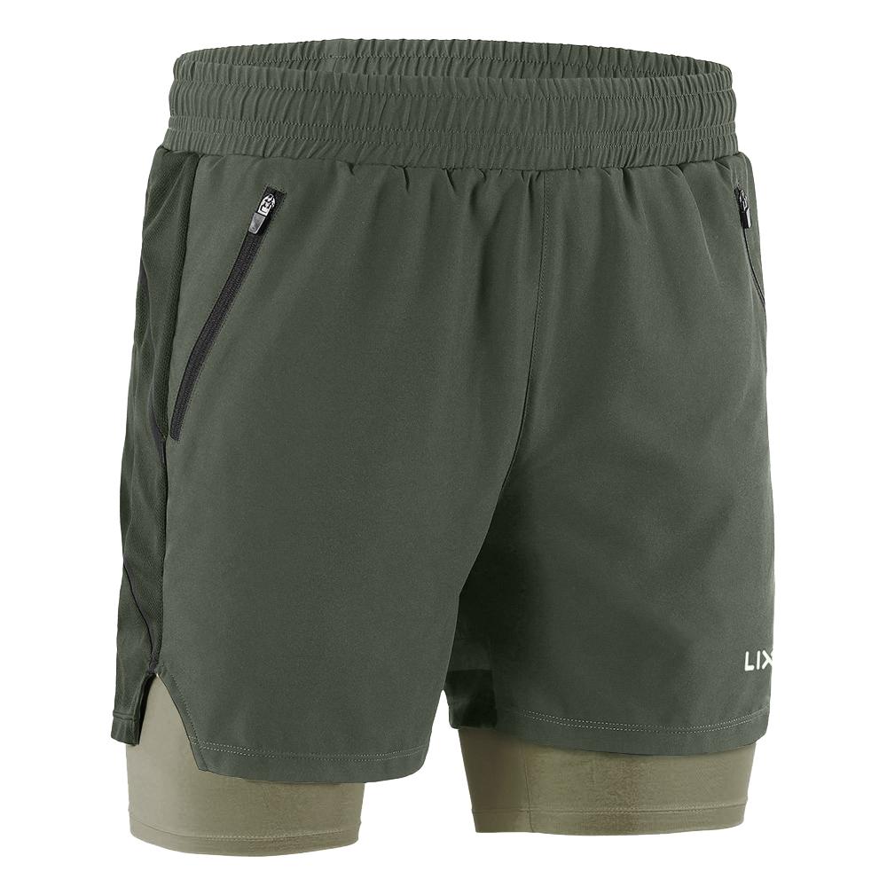 Мужские шорты 2 в 1 для бега, быстросохнущие, дышащие, для активных тренировок, упражнений, джоггинга, марафона, велосипедные шорты