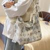 Large Capacity Cartoon Canvas Bag  Floral French Laid Back Style Student Casual Single Shoulder Bag